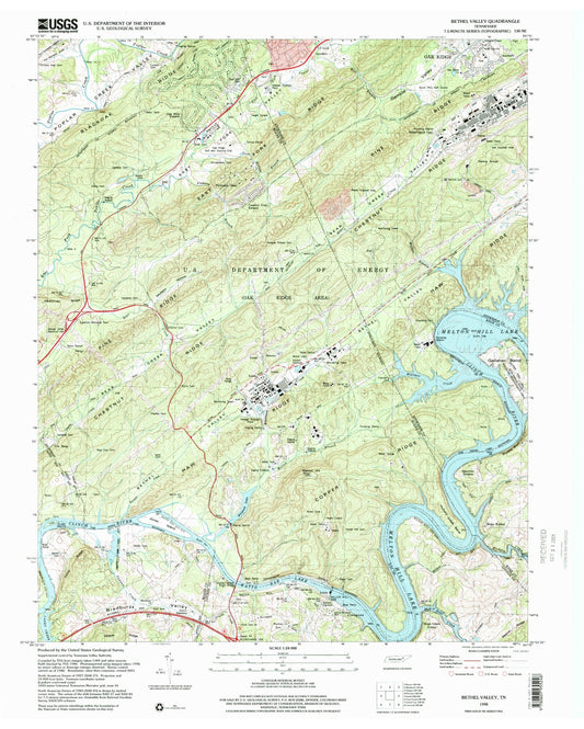 Classic USGS Bethel Valley Tennessee 7.5'x7.5' Topo Map Image