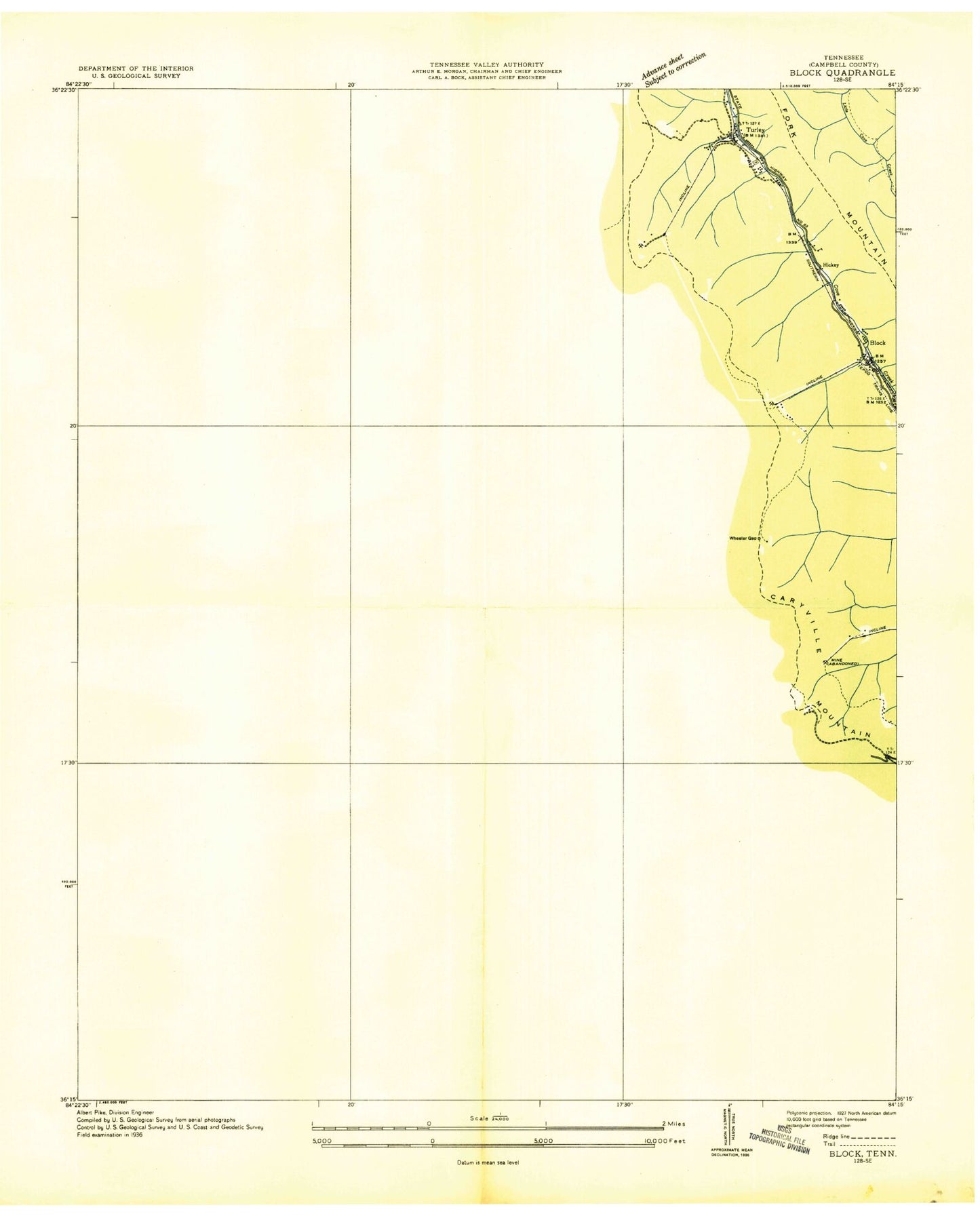 Classic USGS Block Tennessee 7.5'x7.5' Topo Map Image