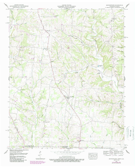 Classic USGS Bonnertown Tennessee 7.5'x7.5' Topo Map Image