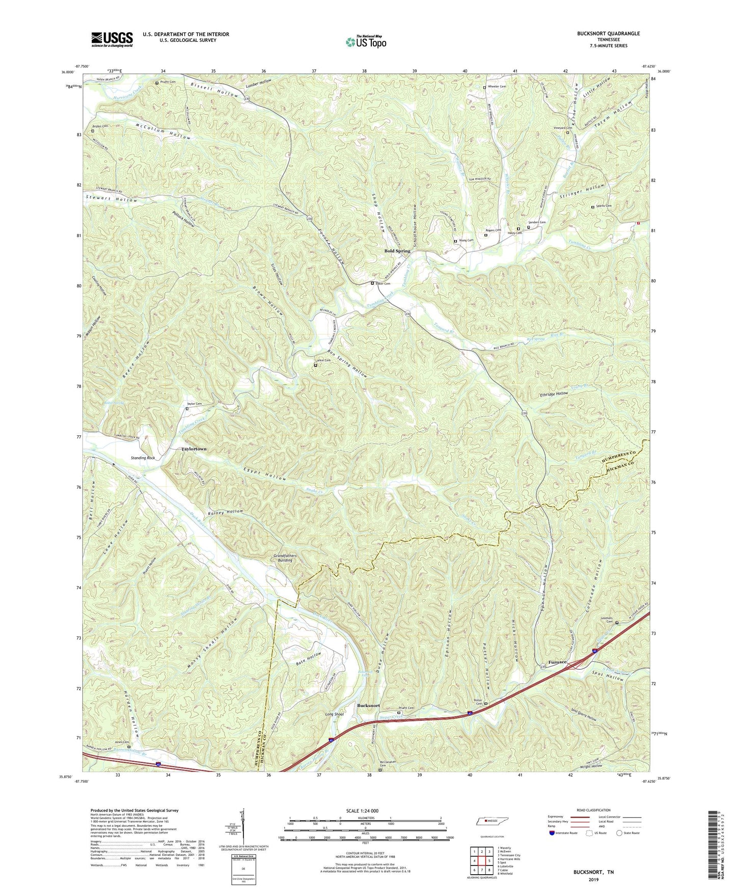 Bucksnort Tennessee US Topo Map Image