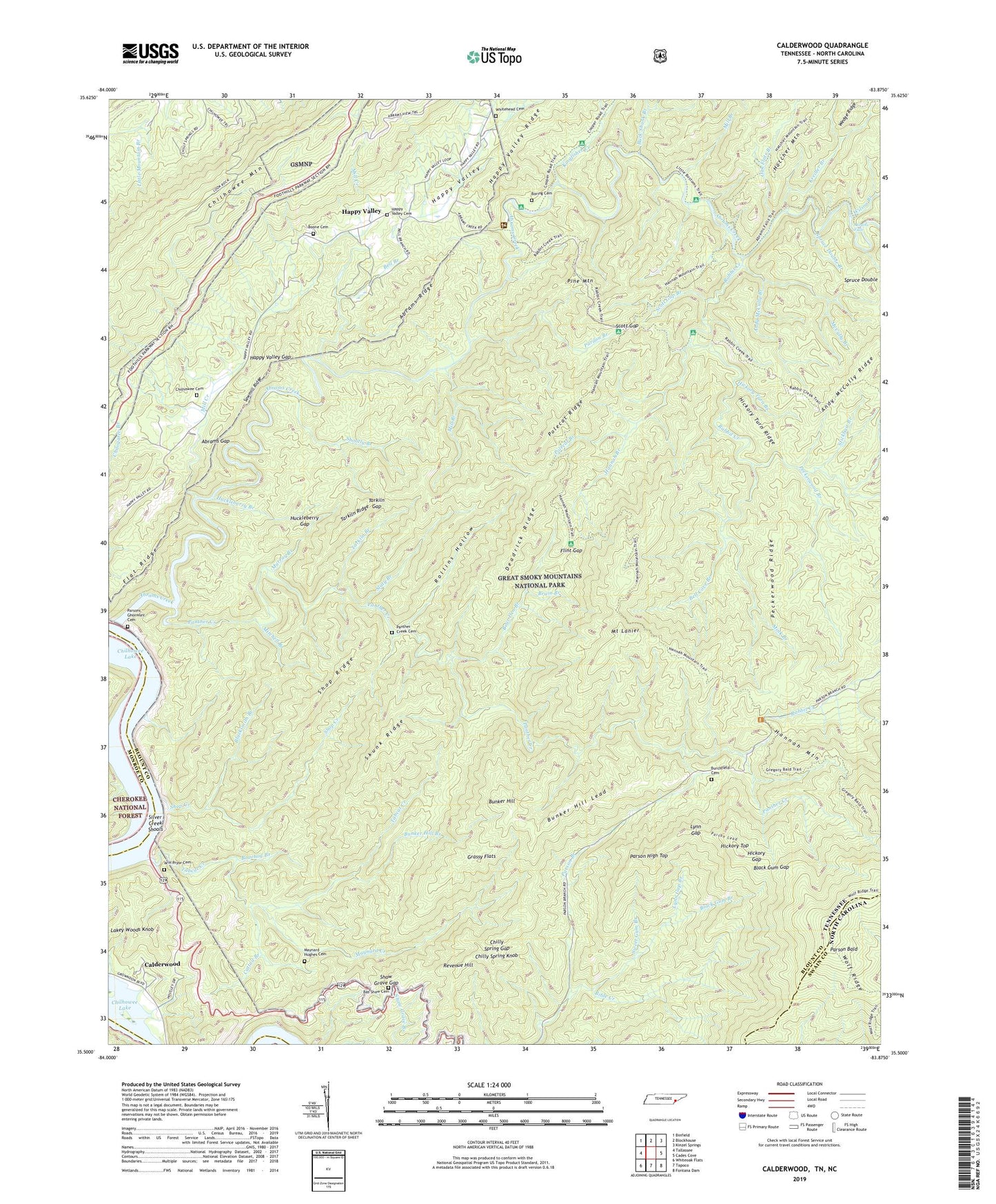Calderwood Tennessee US Topo Map Image