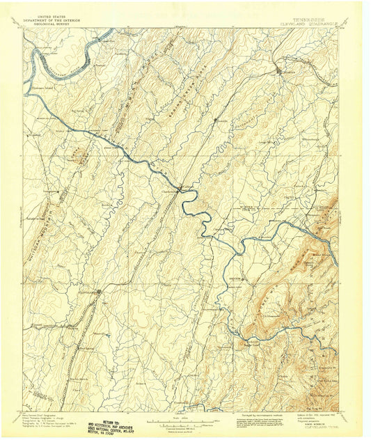 Historic 1901 Cleveland Tennessee 30'x30' Topo Map Image