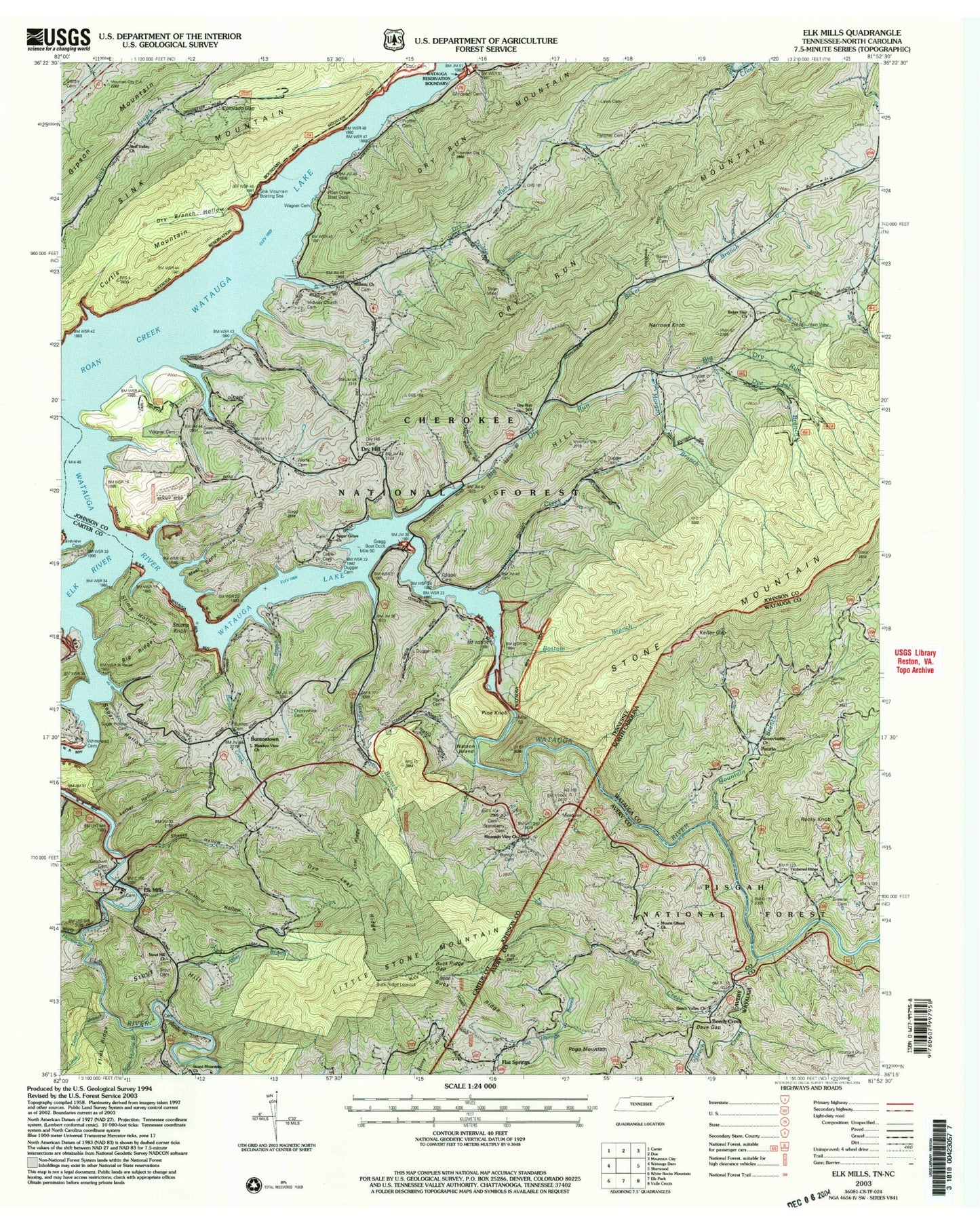 Classic USGS Elk Mills Tennessee 7.5'x7.5' Topo Map Image
