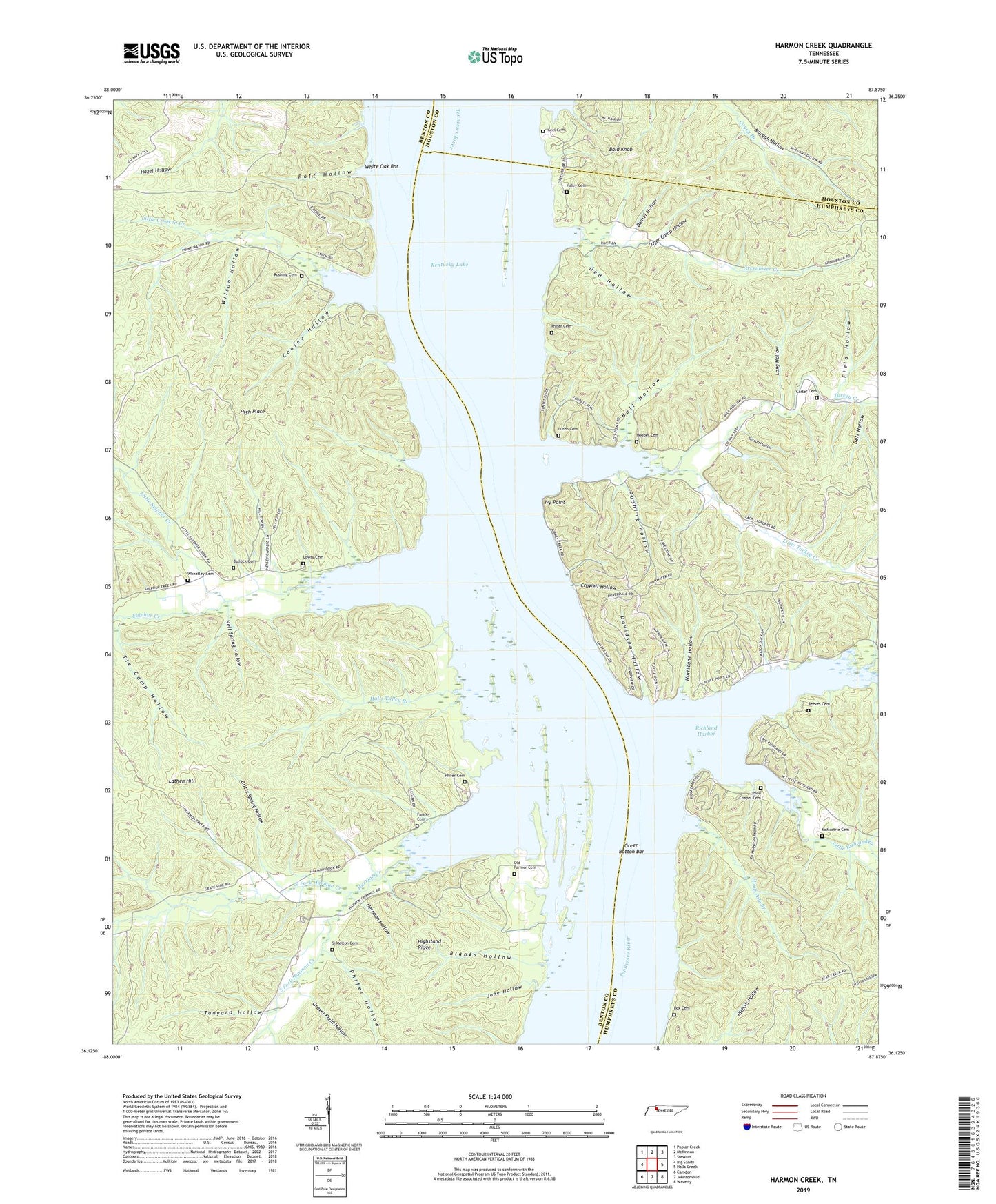 Harmon Creek Tennessee US Topo Map Image