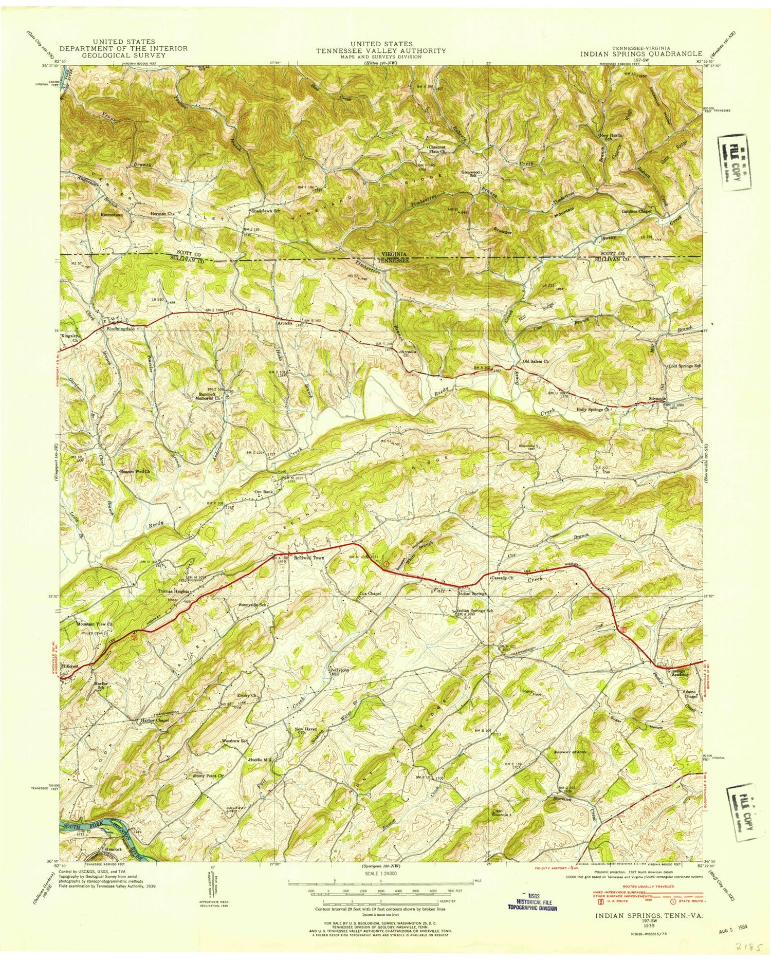 Classic USGS Indian Springs Tennessee 7.5'x7.5' Topo Map Image