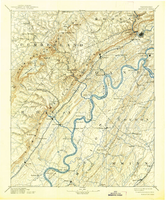 Historic 1893 Kingston Tennessee 30'x30' Topo Map Image