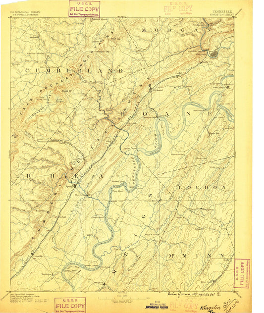Historic 1891 Kingston Tennessee 30'x30' Topo Map Image