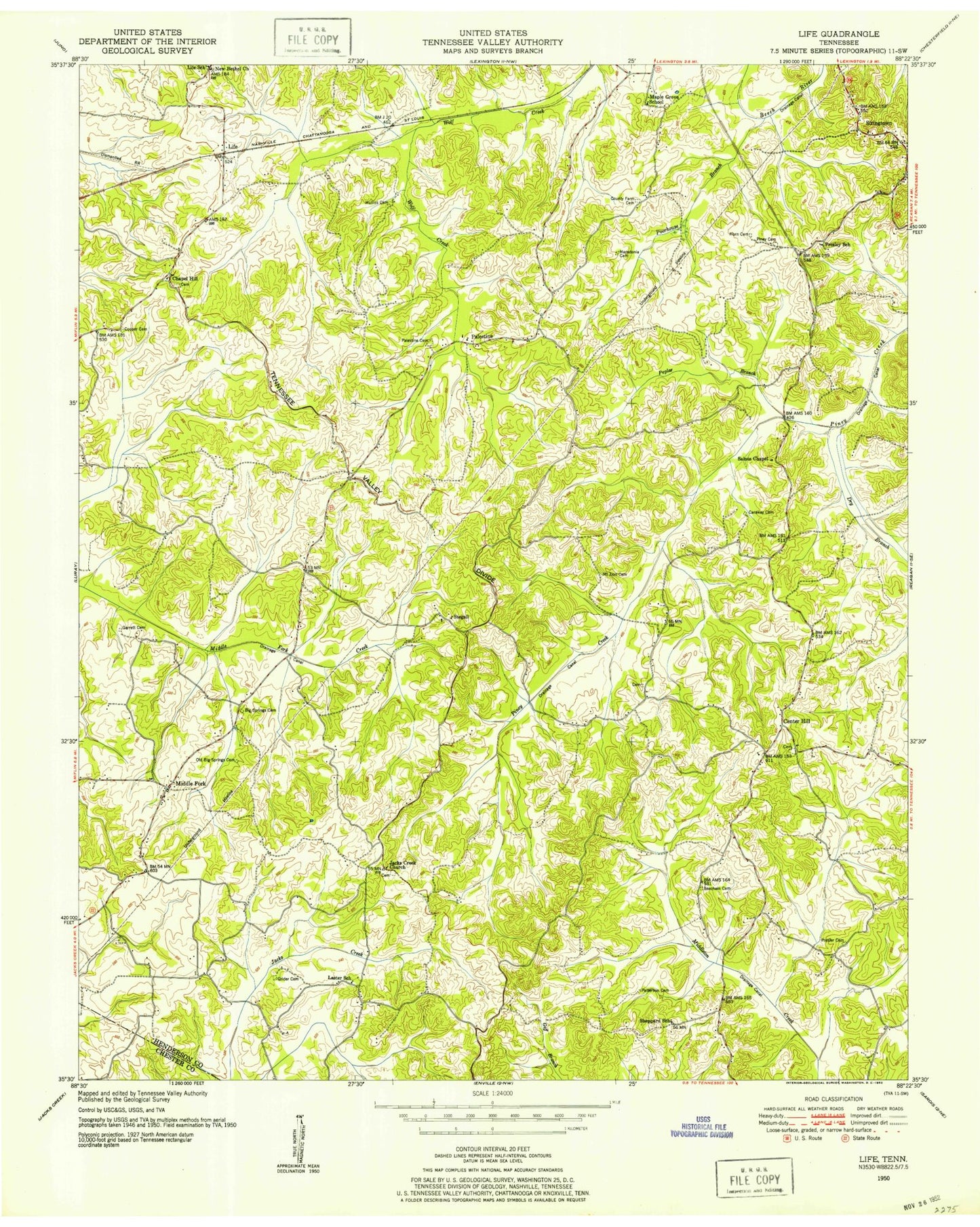 Classic USGS Life Tennessee 7.5'x7.5' Topo Map Image