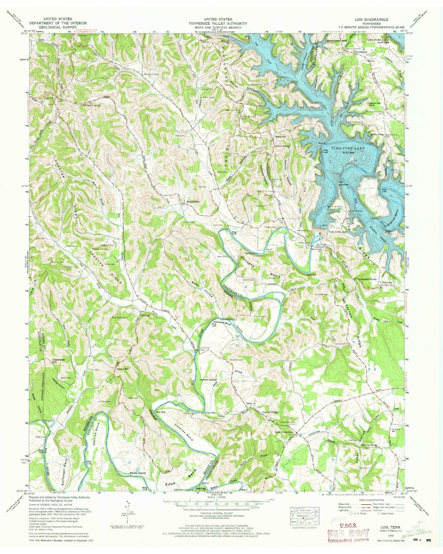Classic USGS Lois Tennessee 7.5'x7.5' Topo Map Image