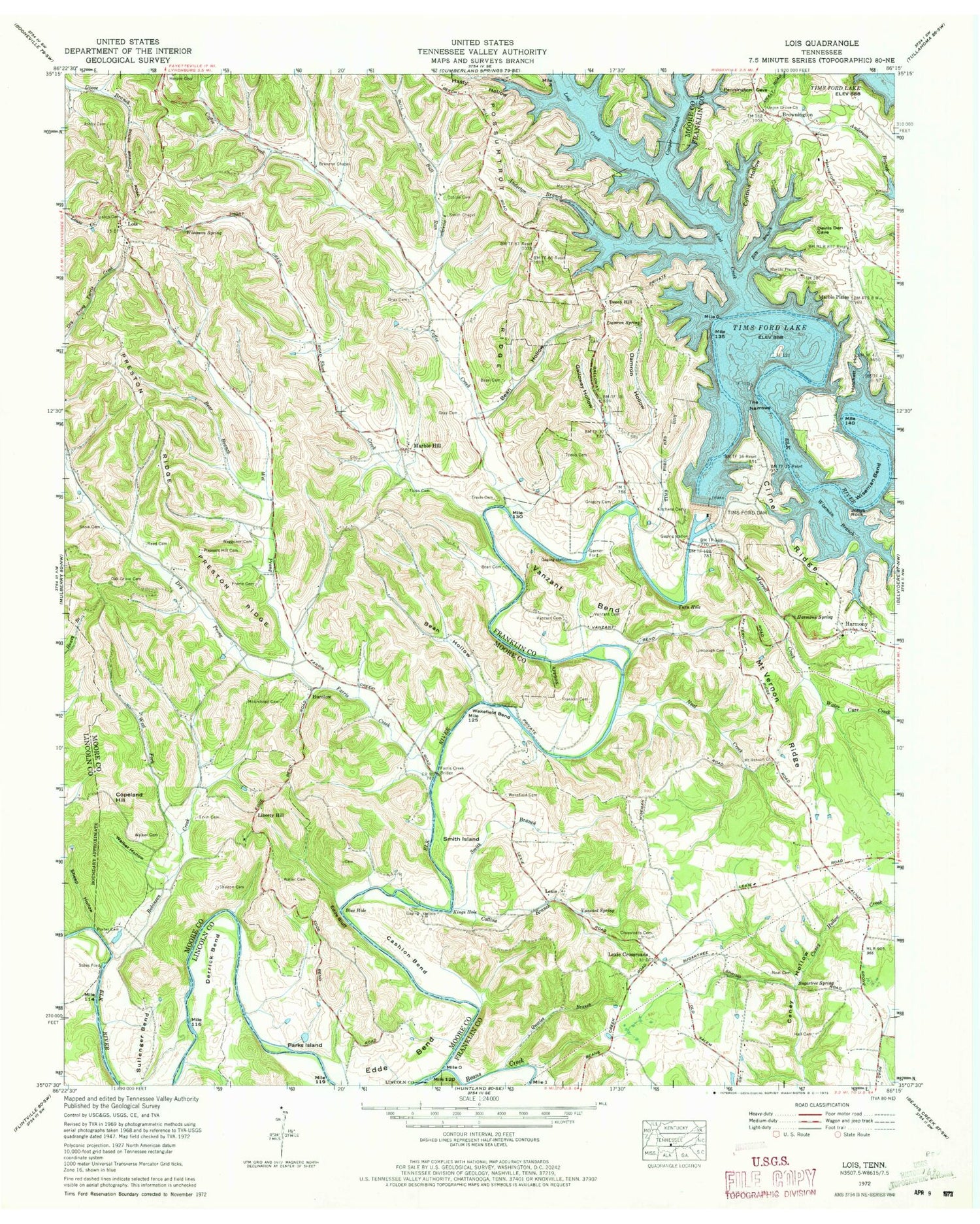 Classic USGS Lois Tennessee 7.5'x7.5' Topo Map Image