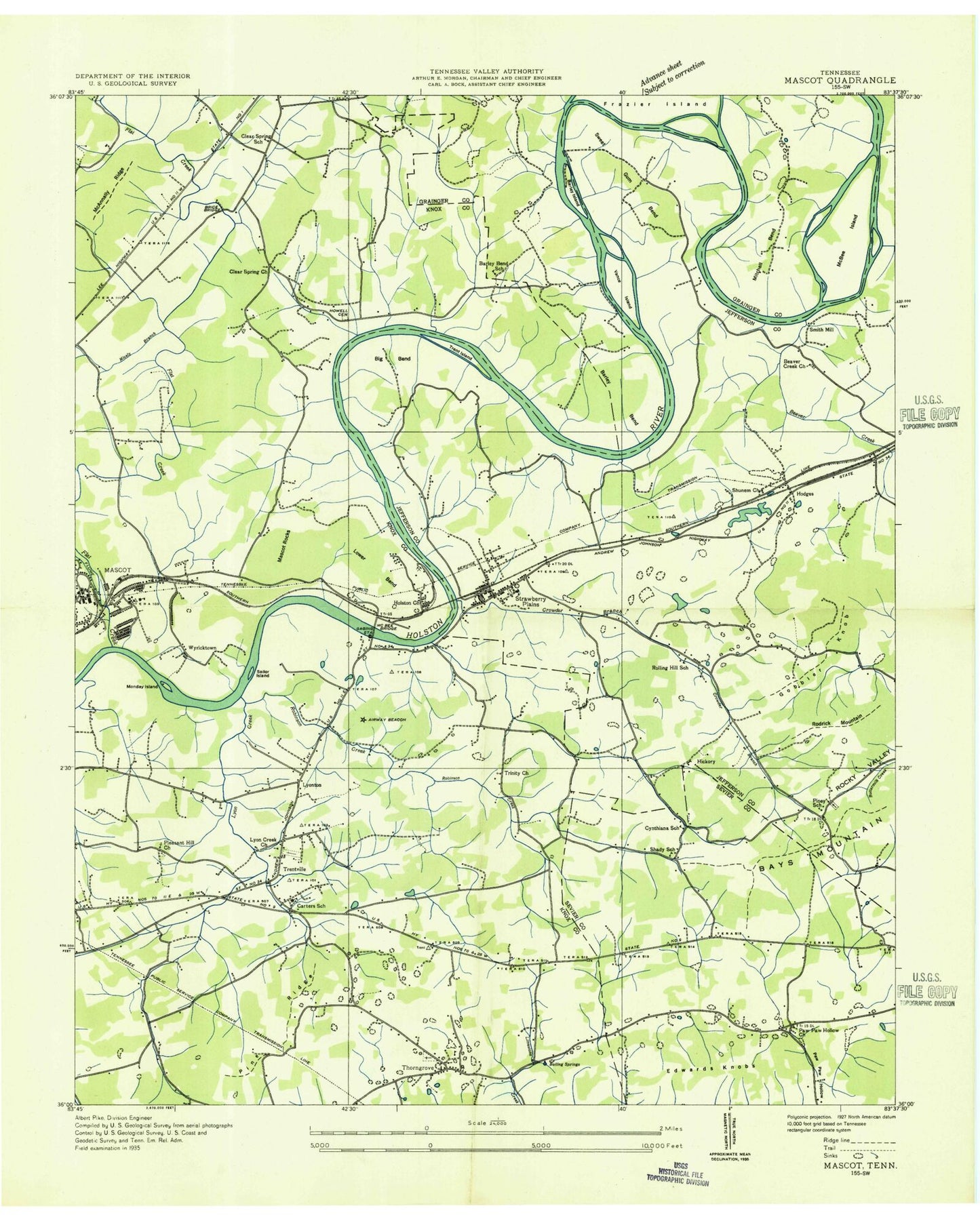 Classic USGS Mascot Tennessee 7.5'x7.5' Topo Map Image