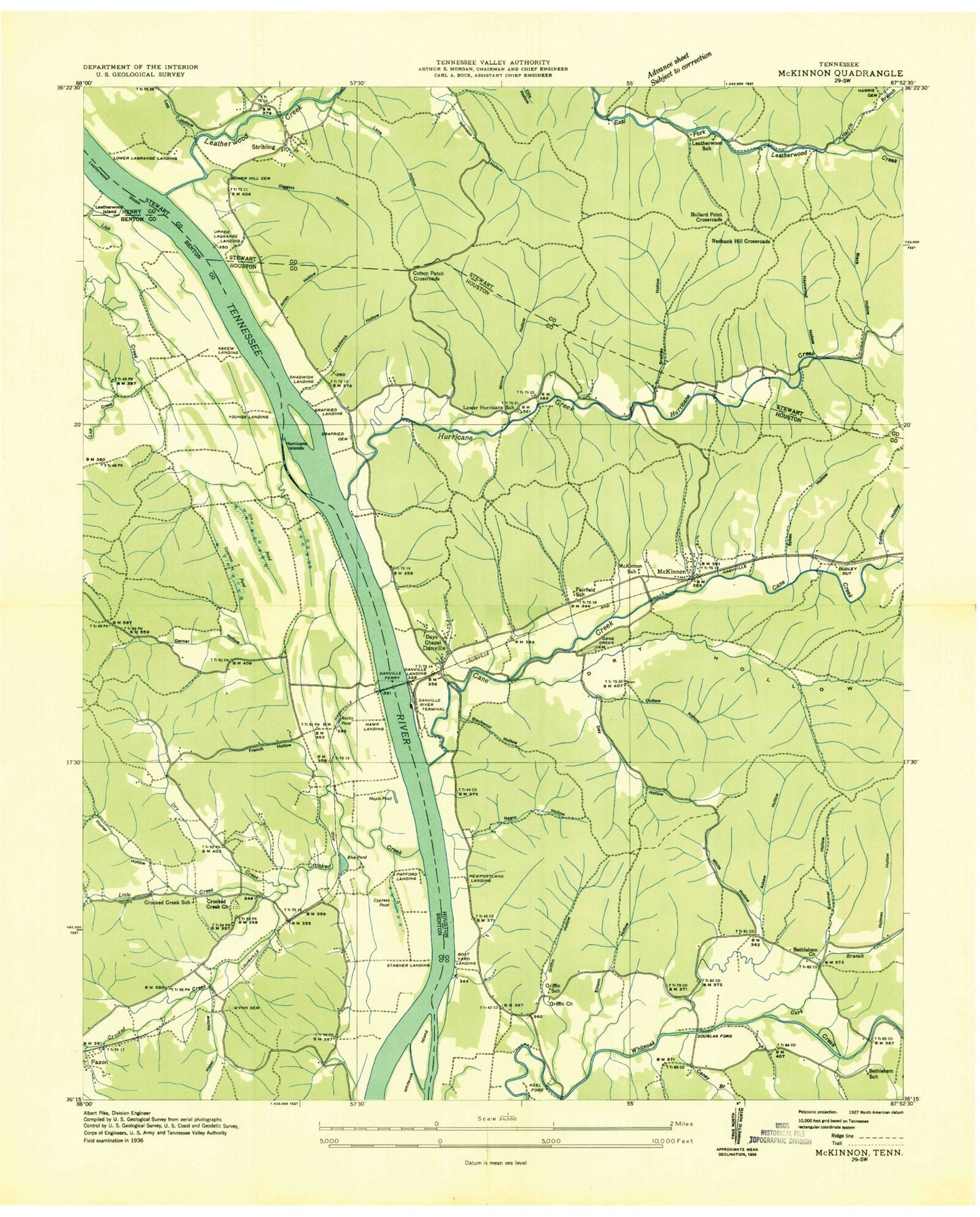 Classic USGS McKinnon Tennessee 7.5'x7.5' Topo Map Image