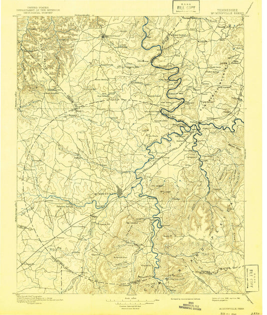 Historic 1895 McMinnville Tennessee 30'x30' Topo Map Image
