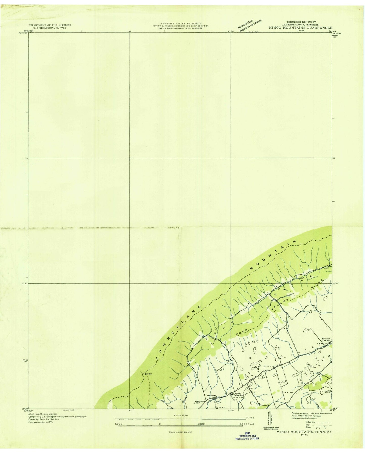 Classic USGS Fork Ridge Tennessee 7.5'x7.5' Topo Map Image