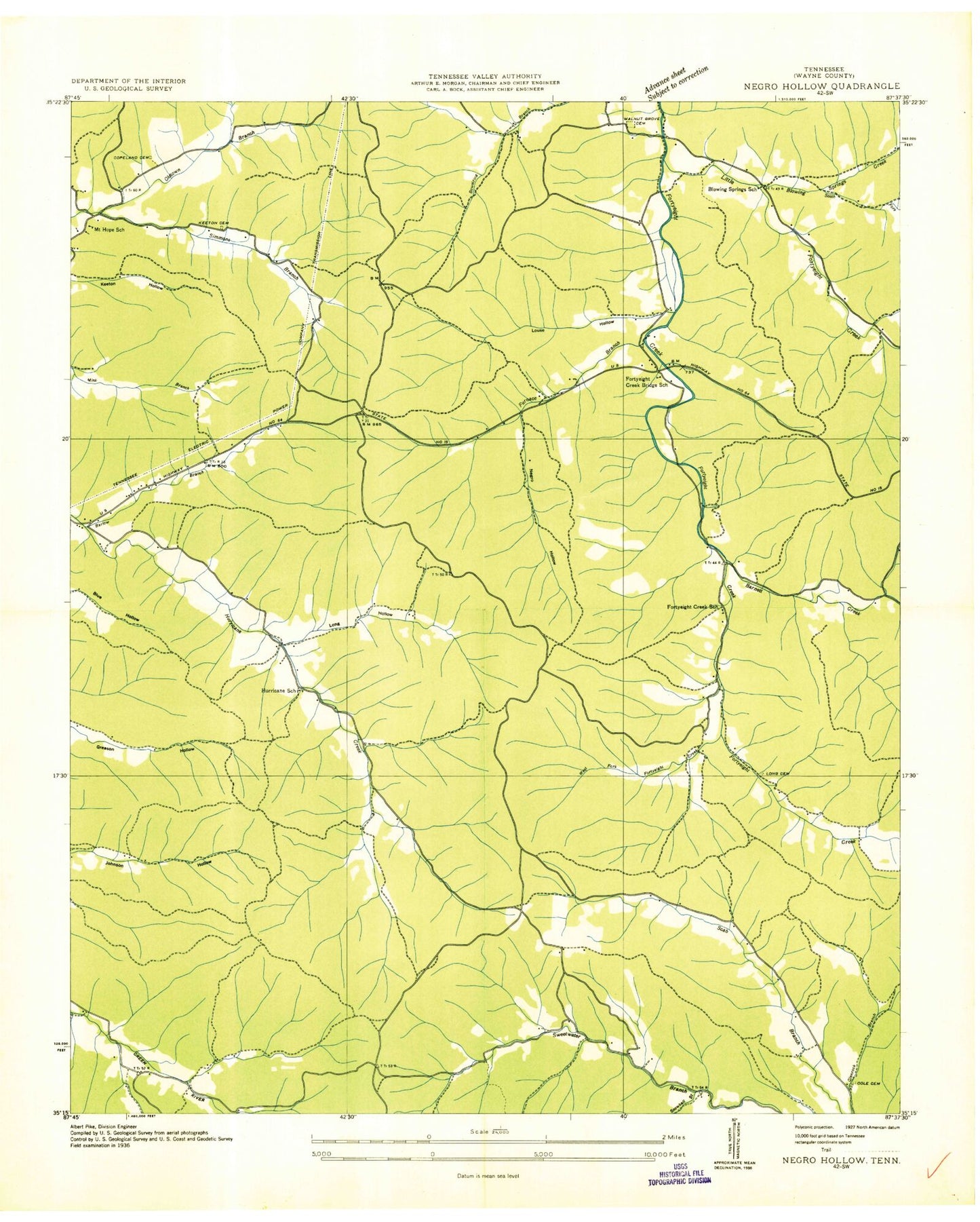 Classic USGS Waynesboro East Tennessee 7.5'x7.5' Topo Map Image
