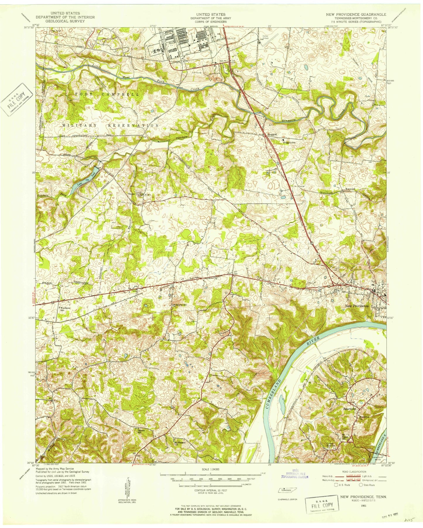 Classic USGS New Providence Tennessee 7.5'x7.5' Topo Map Image