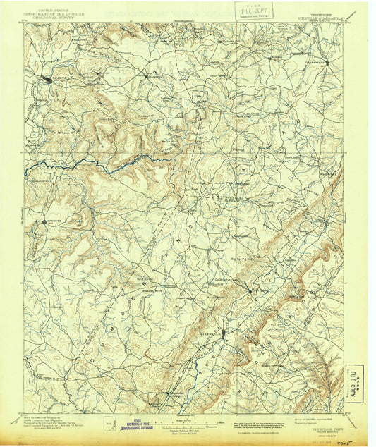 Historic 1895 Pikeville Tennessee 30'x30' Topo Map Image