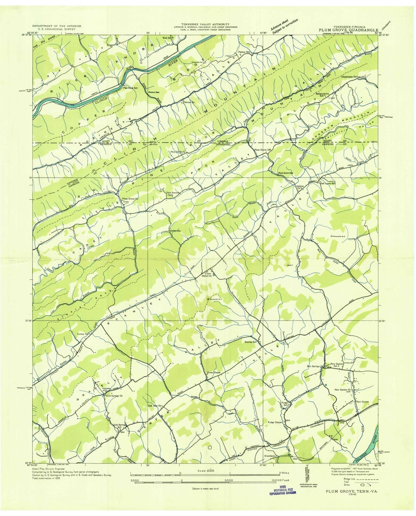 Classic USGS Plum Grove Tennessee 7.5'x7.5' Topo Map Image