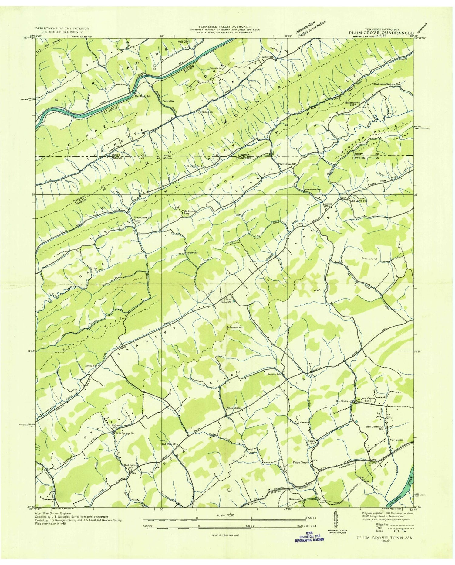 Classic USGS Plum Grove Tennessee 7.5'x7.5' Topo Map Image