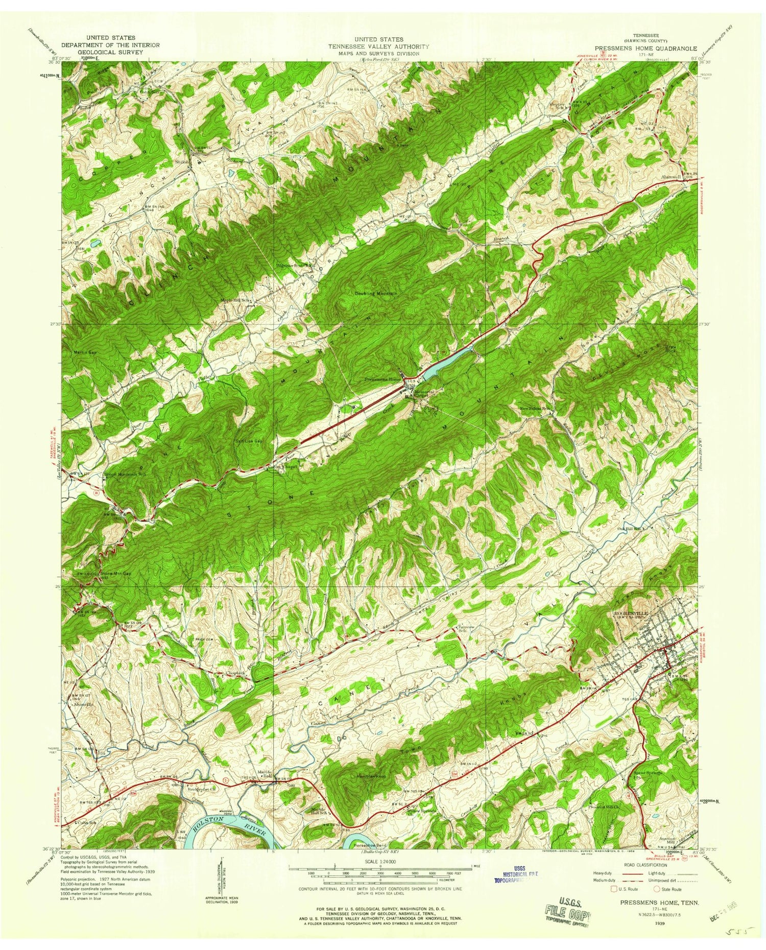 Classic USGS Camelot Tennessee 7.5'x7.5' Topo Map Image