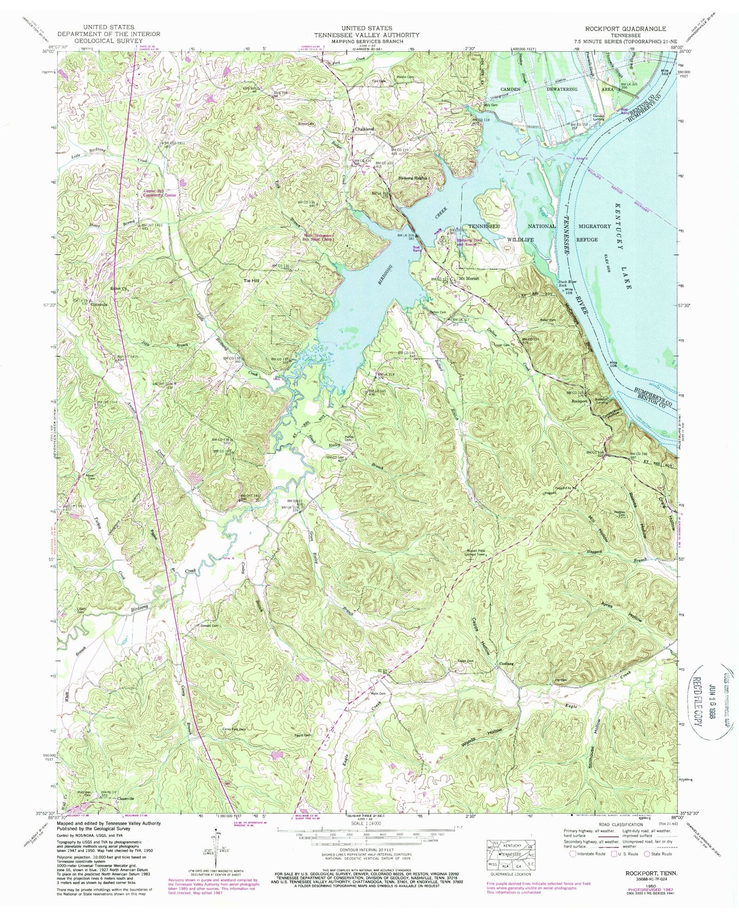 Classic USGS Rockport Tennessee 7.5'x7.5' Topo Map Image