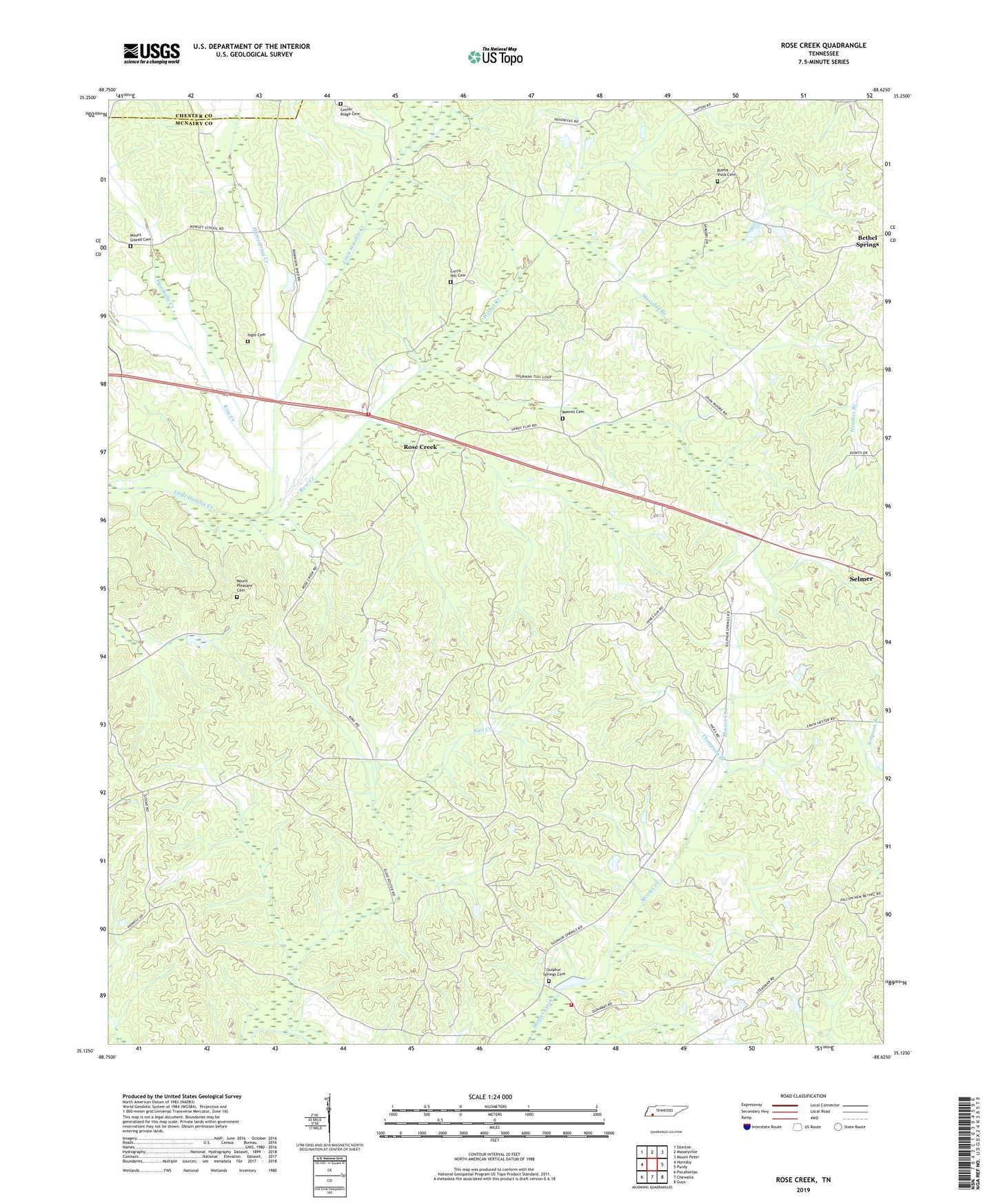Rose Creek Tennessee US Topo Map Image