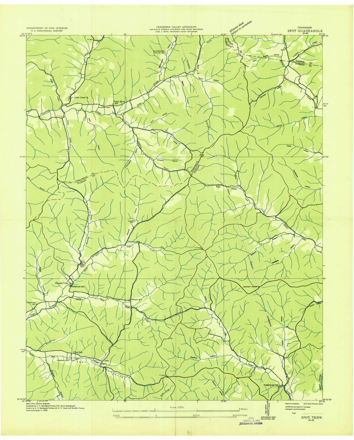 Classic USGS Spot Tennessee 7.5'x7.5' Topo Map Image