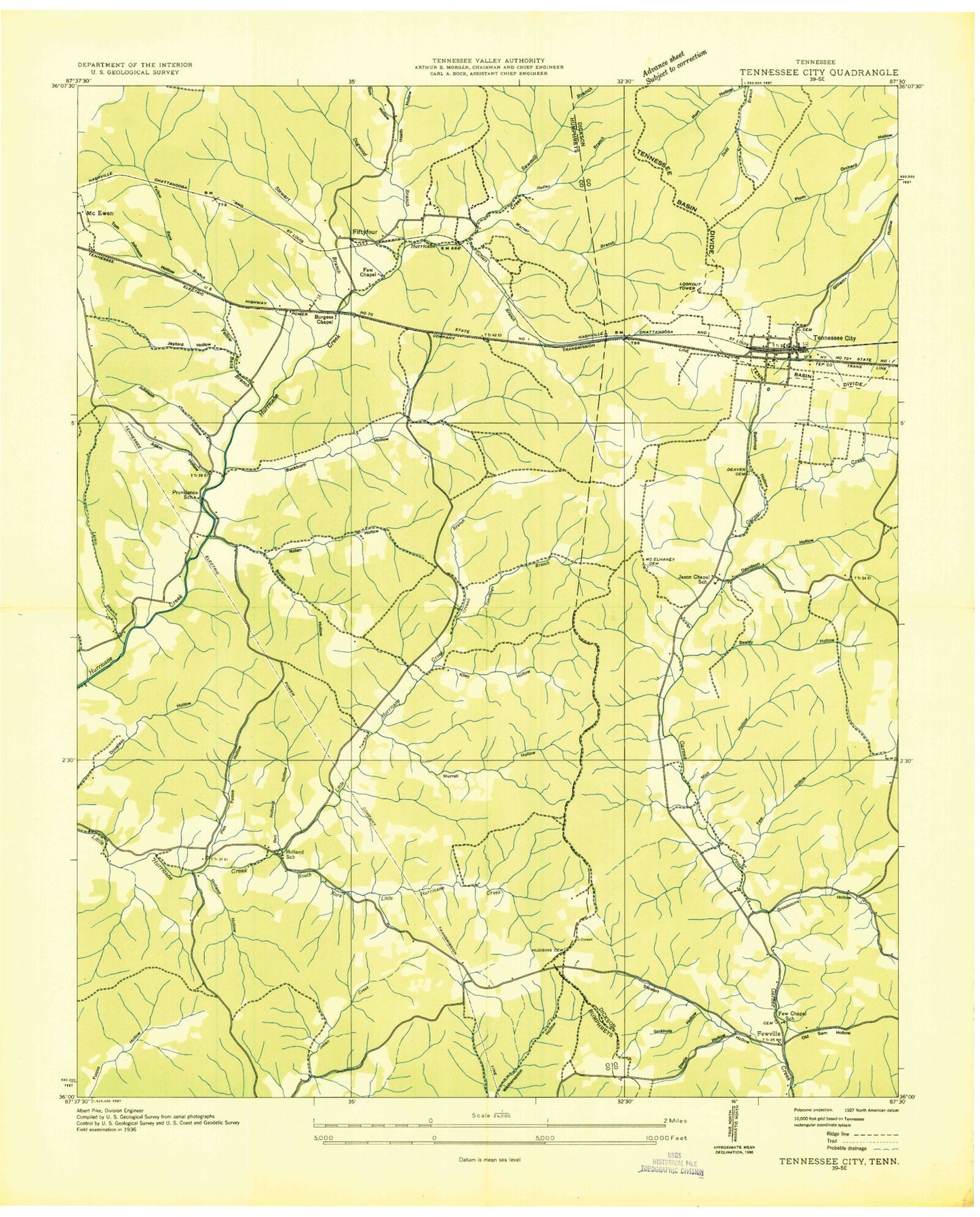 Classic USGS Tennessee City Tennessee 7.5'x7.5' Topo Map Image
