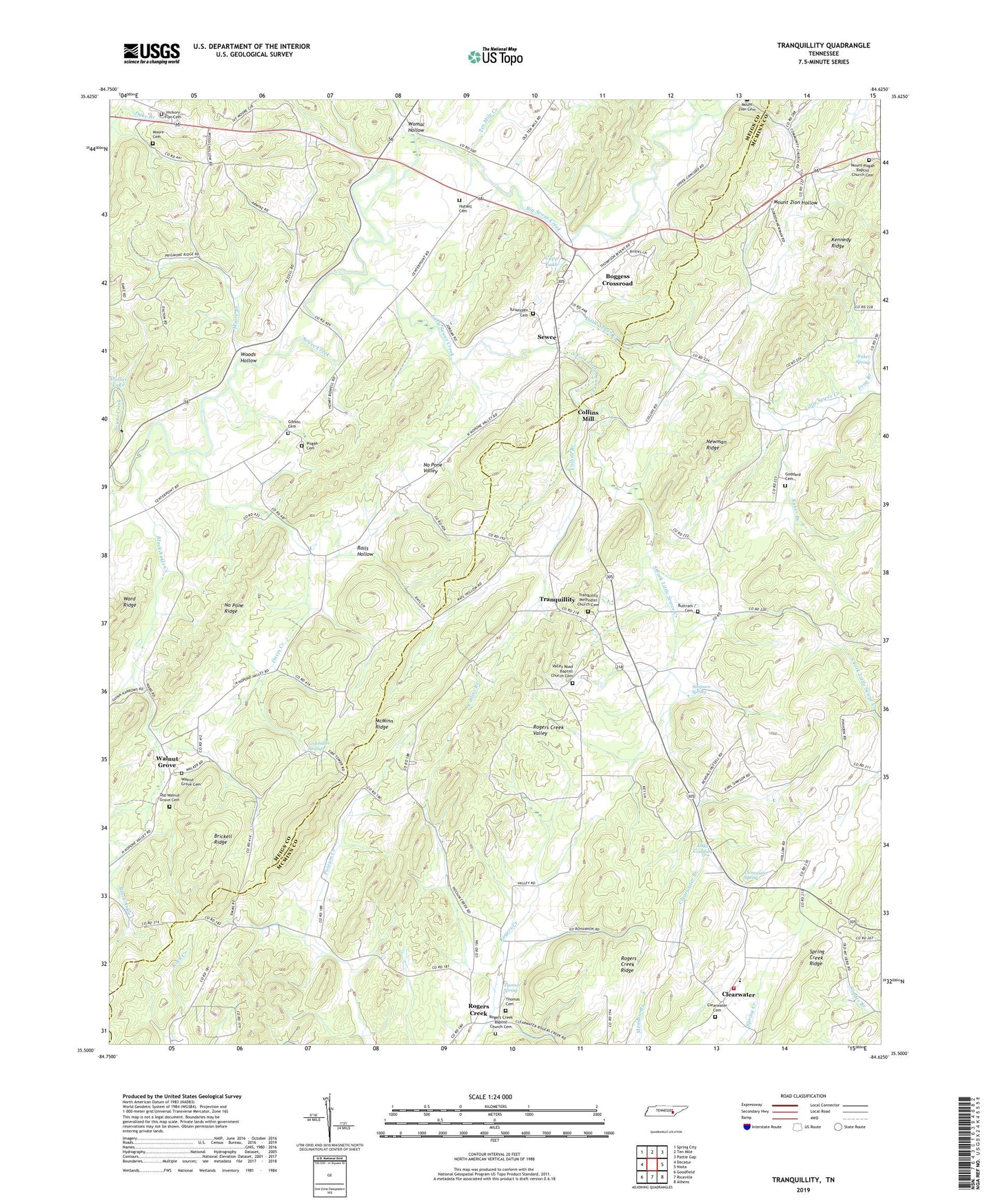 Tranquillity Tennessee US Topo Map Image