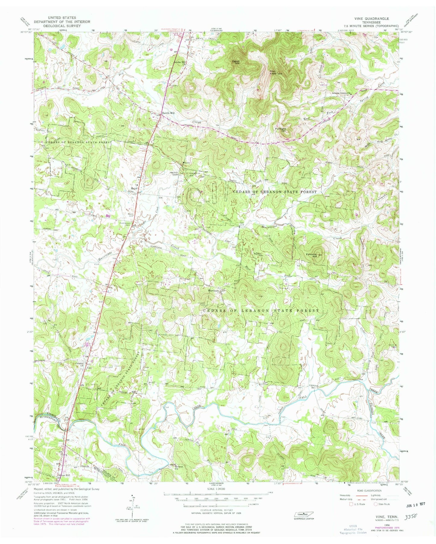 Classic USGS Vine Tennessee 7.5'x7.5' Topo Map Image