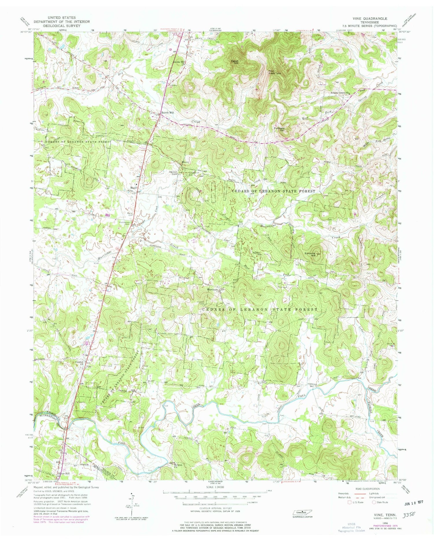 Classic USGS Vine Tennessee 7.5'x7.5' Topo Map Image