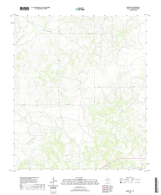 Adams NW Texas US Topo Map Image