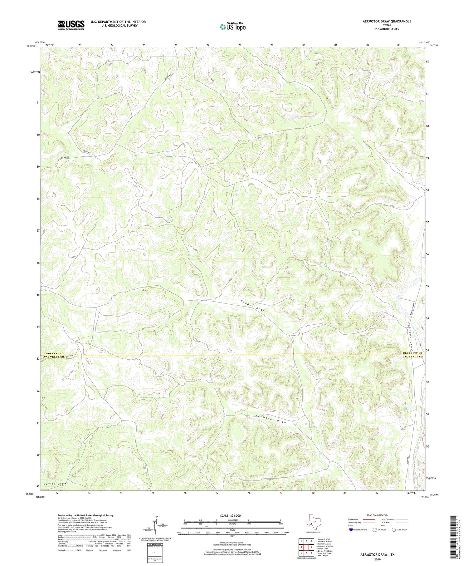 Aermotor Draw Texas US Topo Map Image