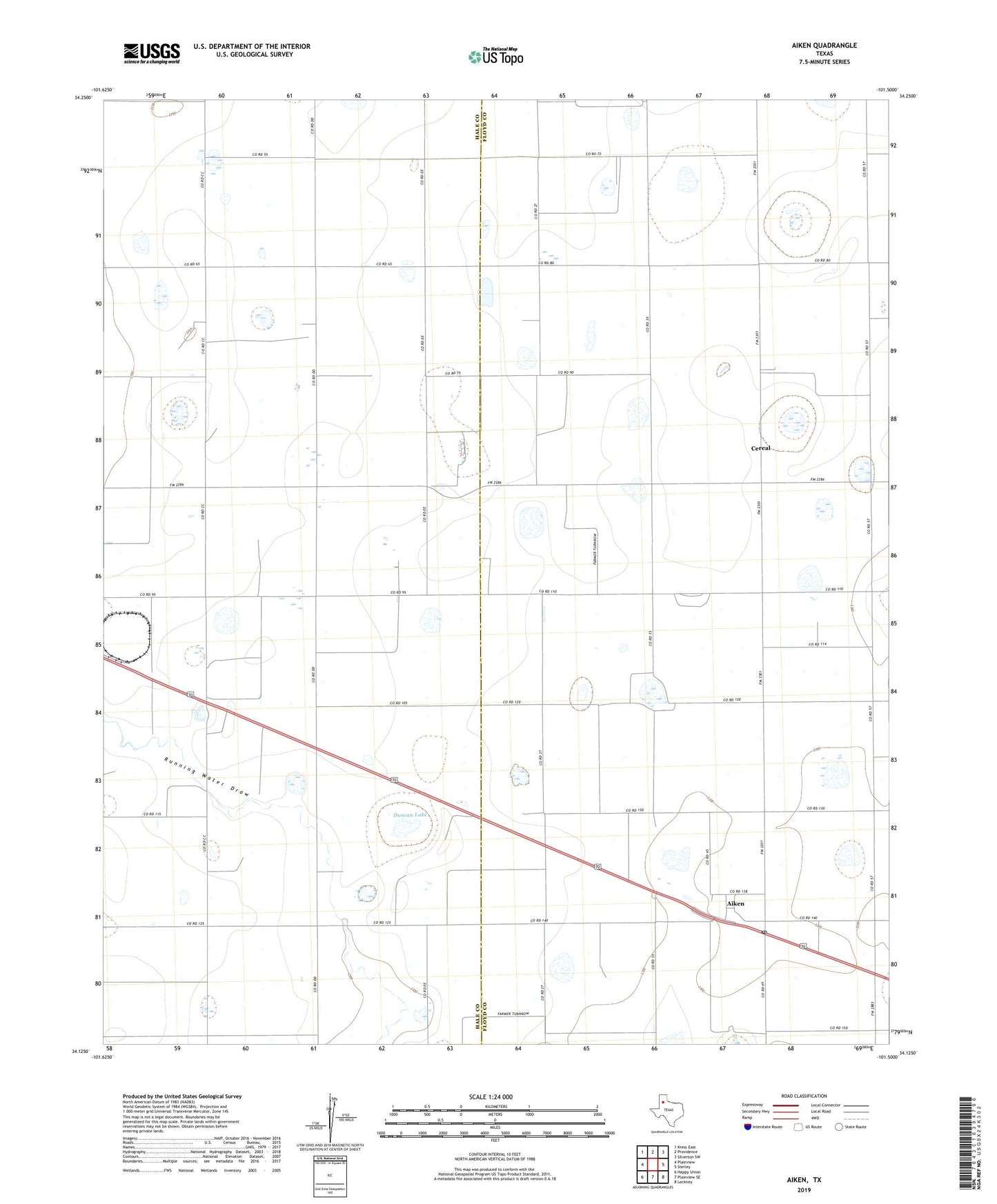 Aiken Texas US Topo Map Image