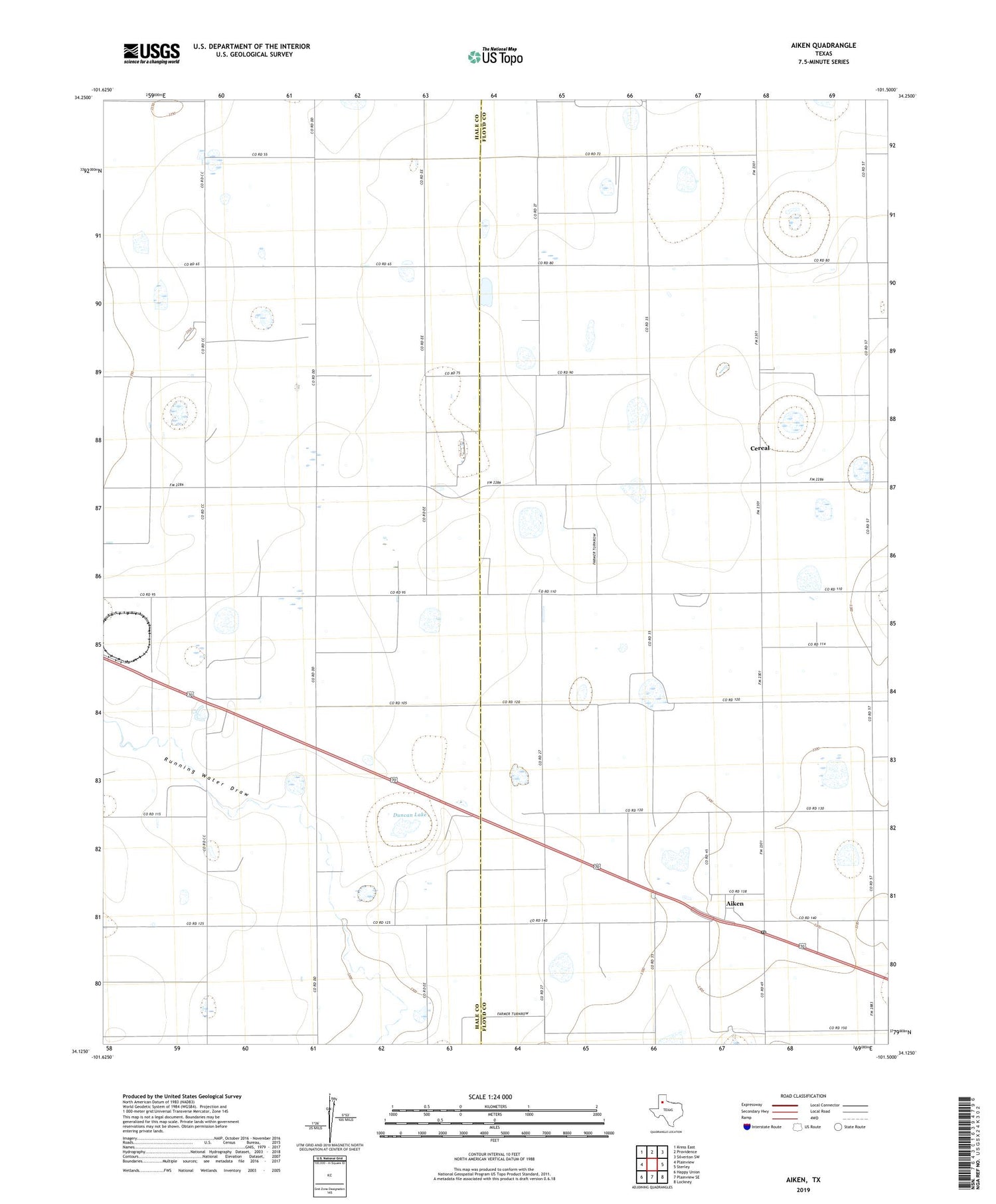 Aiken Texas US Topo Map Image