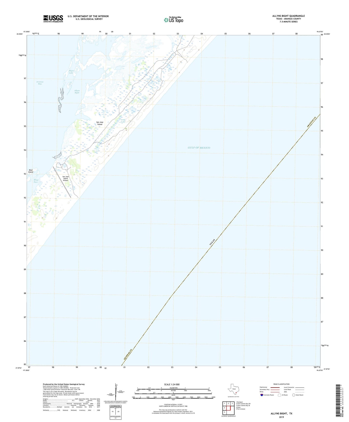 Allyns Bight Texas US Topo Map Image