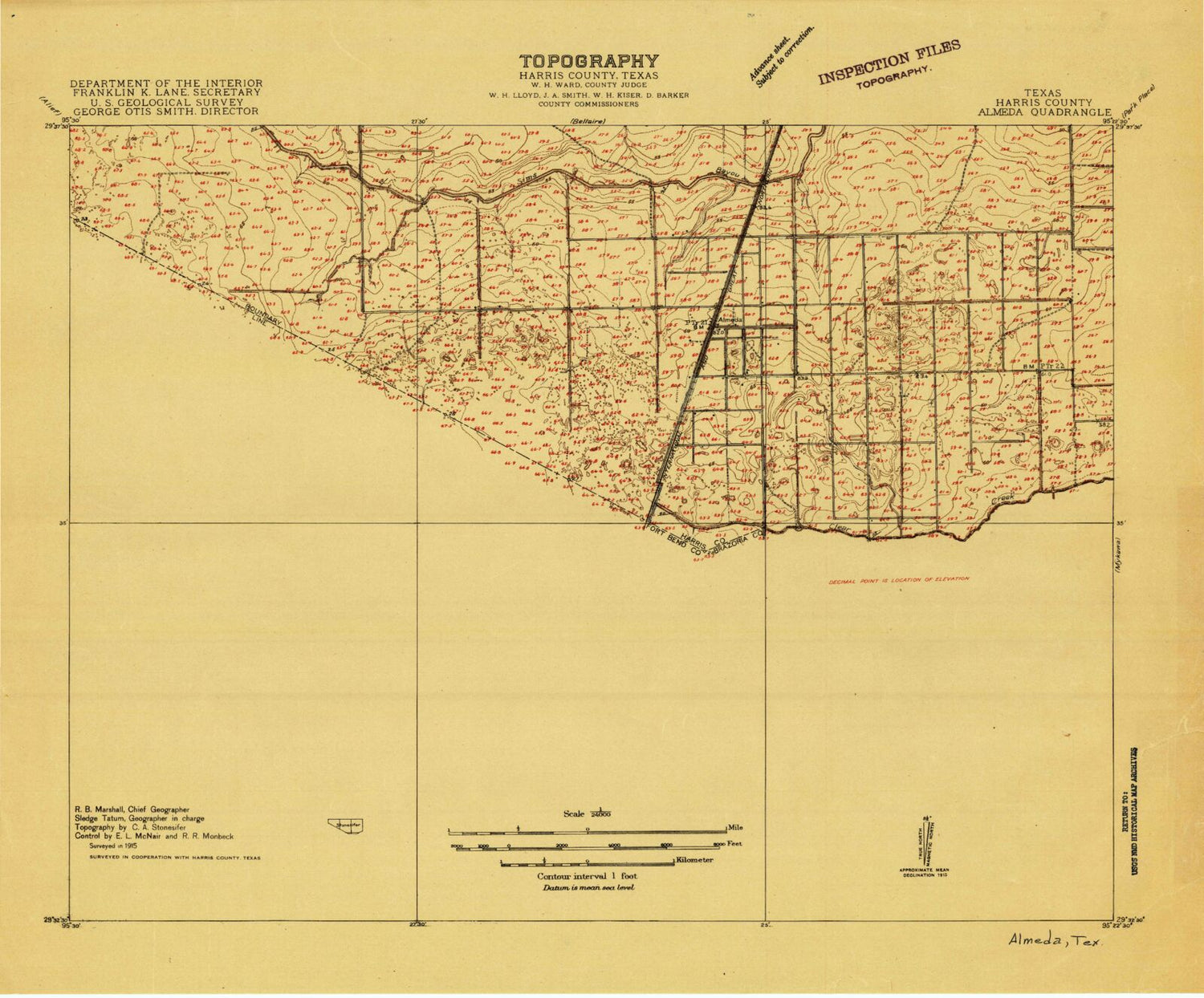 Classic USGS Almeda Texas 7.5'x7.5' Topo Map Image