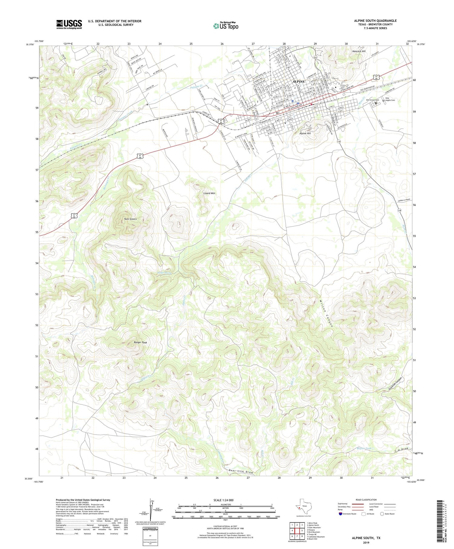 Alpine South Texas US Topo Map Image