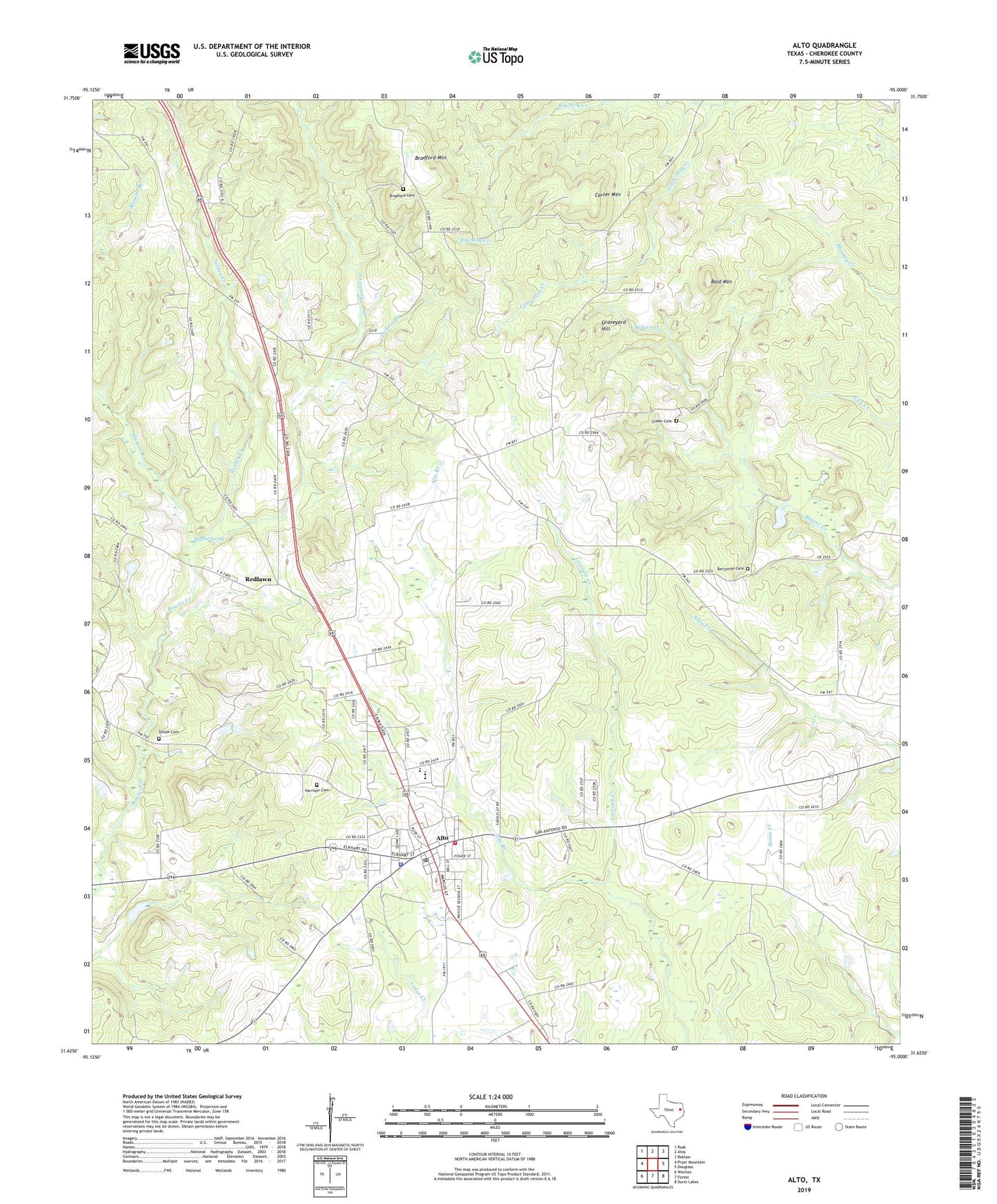 Alto Texas US Topo Map Image