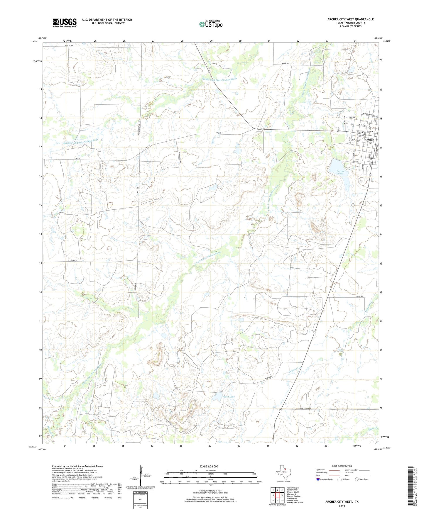 Archer City West Texas US Topo Map Image