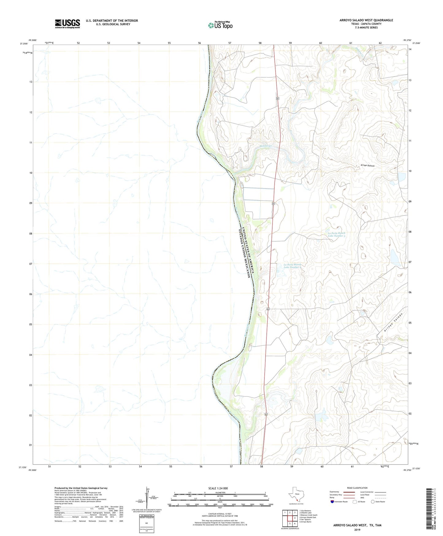 Arroyo Salado West Texas US Topo Map Image