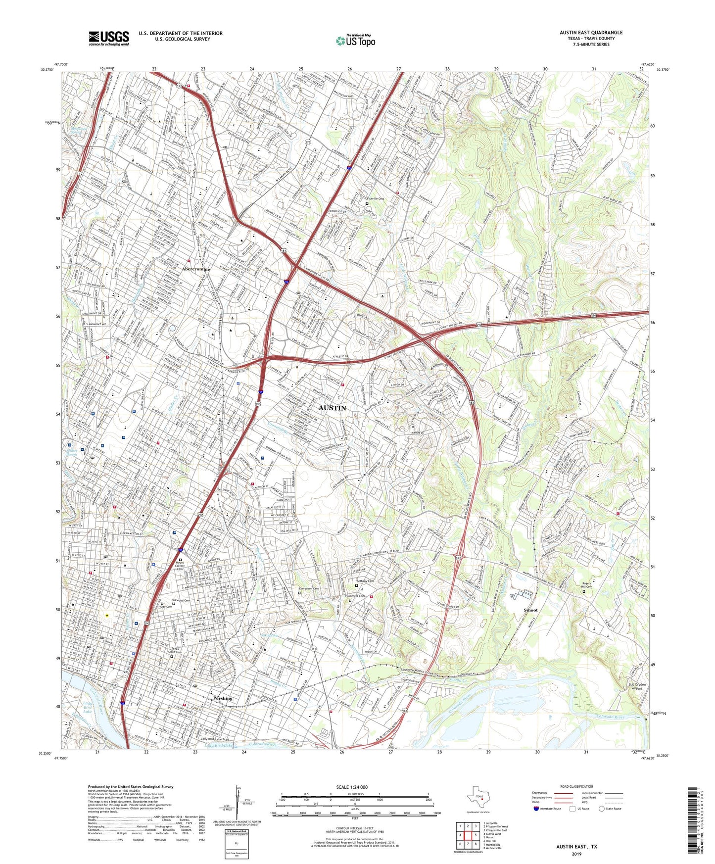 Austin East Texas US Topo Map Image