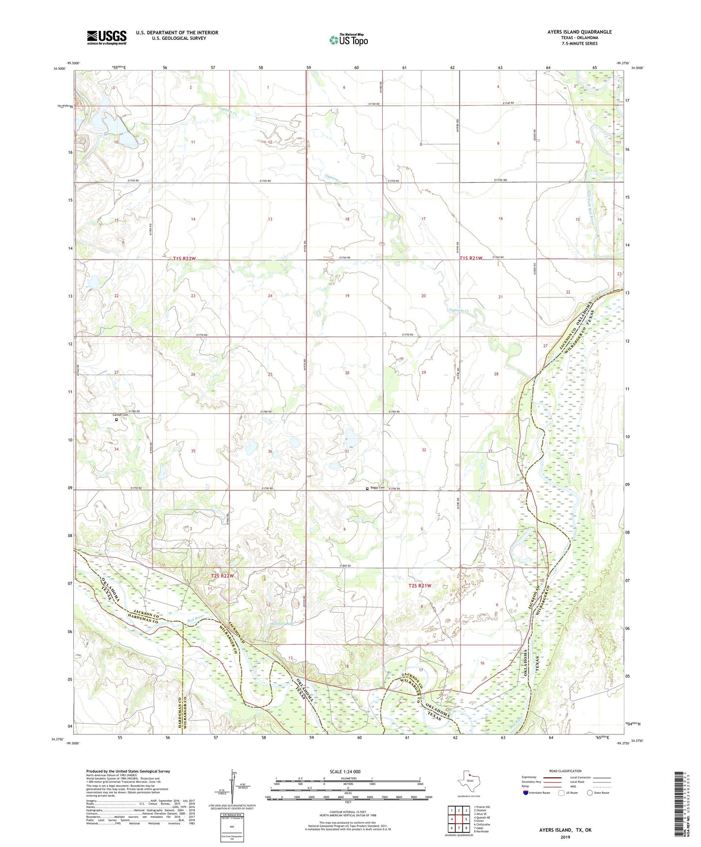Ayers Island Texas US Topo Map Image