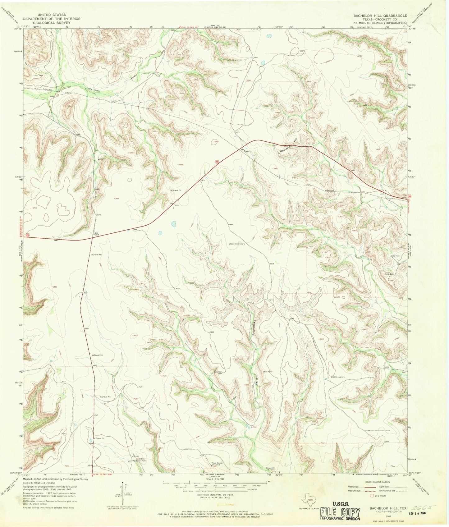 Classic USGS Bachelor Hill Texas 7.5'x7.5' Topo Map Image