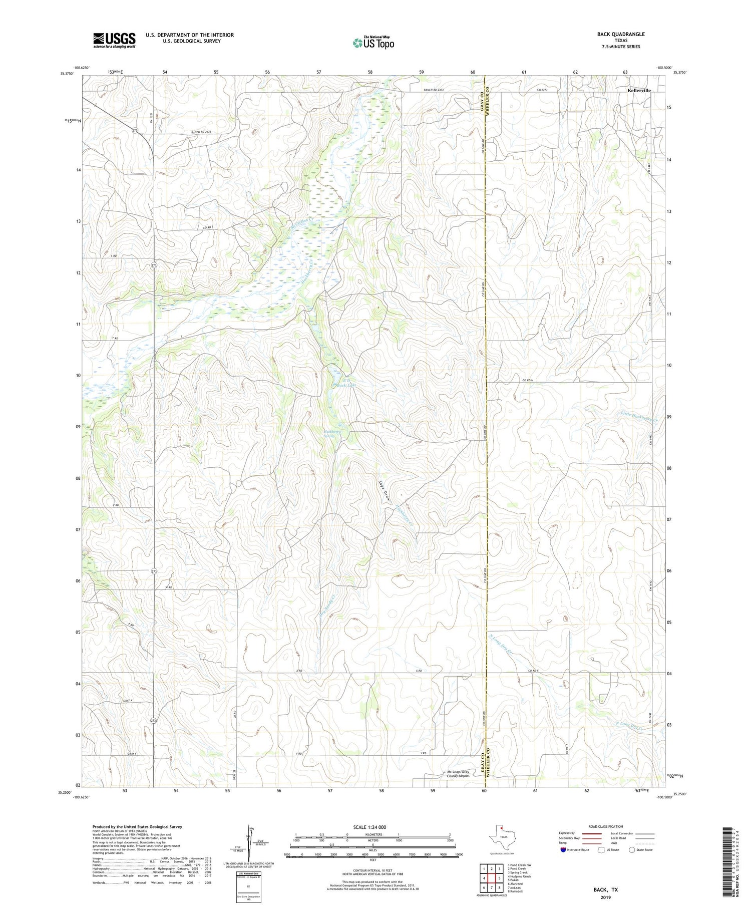 Back Texas US Topo Map Image