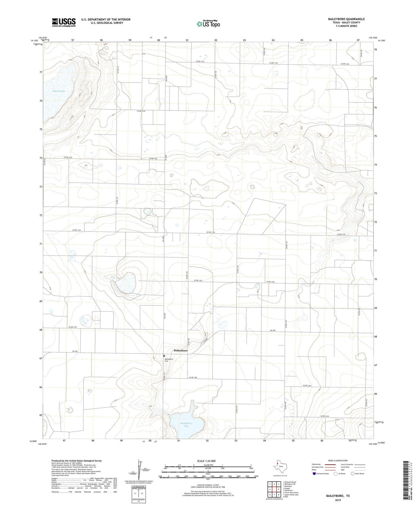 Baileyboro Texas US Topo Map Image