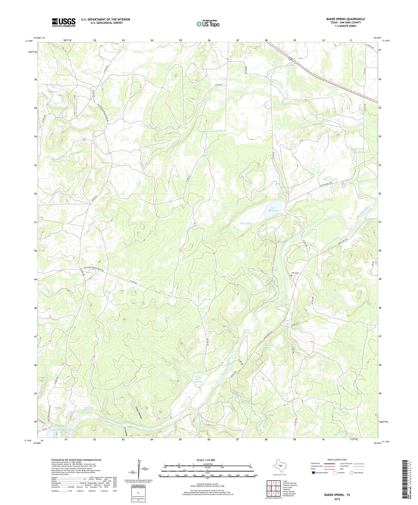 Baker Spring Texas US Topo Map Image