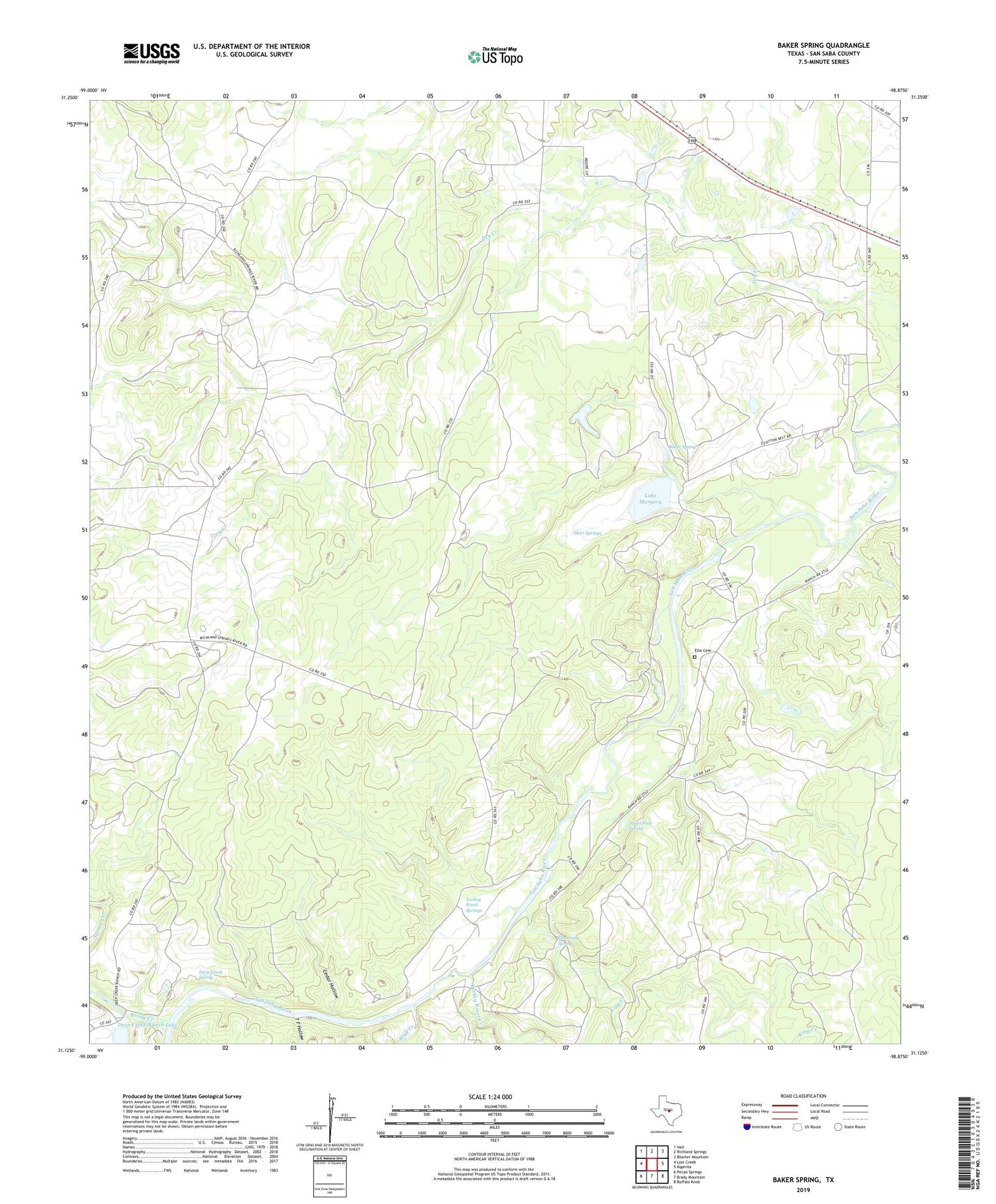 Baker Spring Texas US Topo Map Image