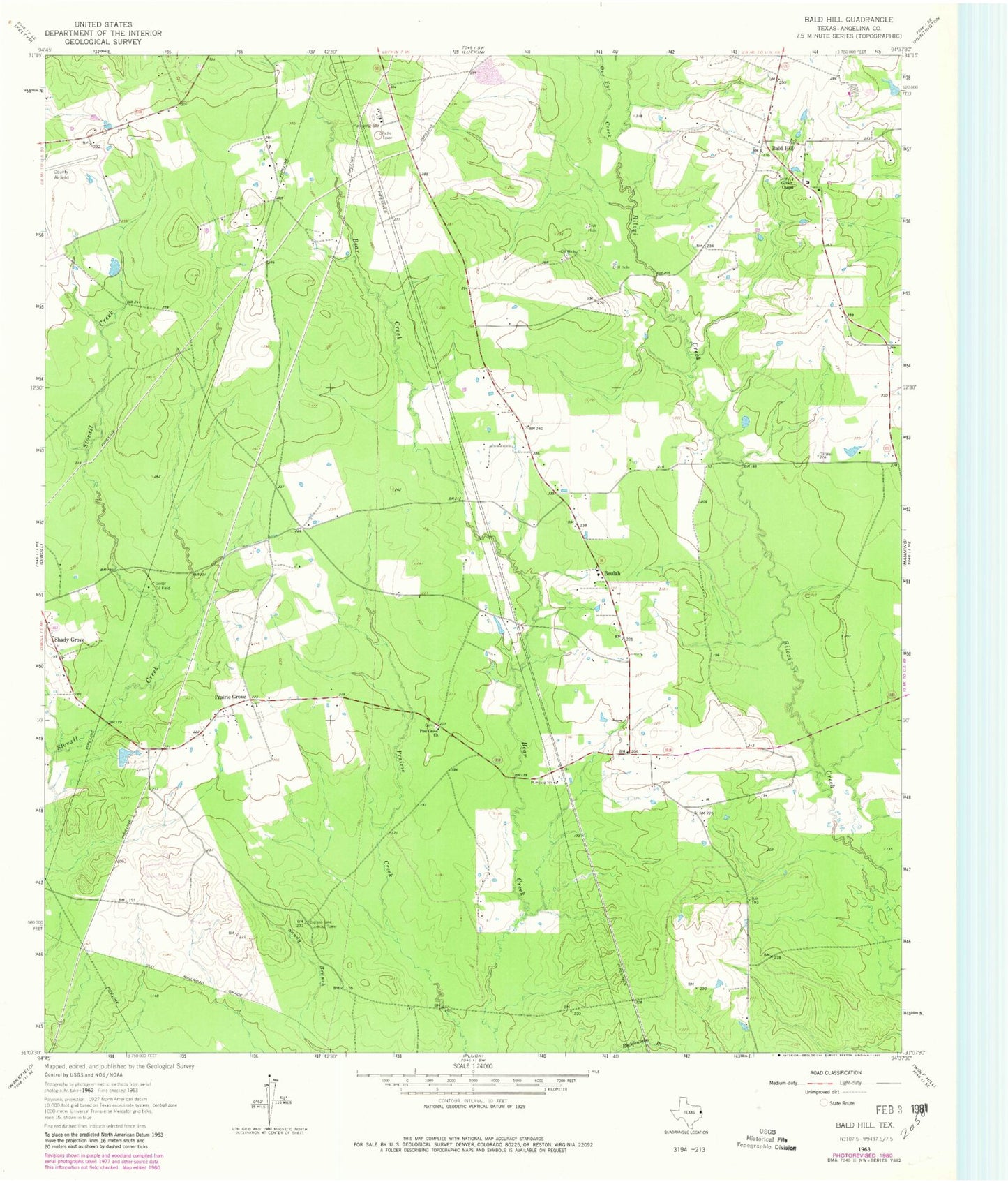 Classic USGS Bald Hill Texas 7.5'x7.5' Topo Map Image