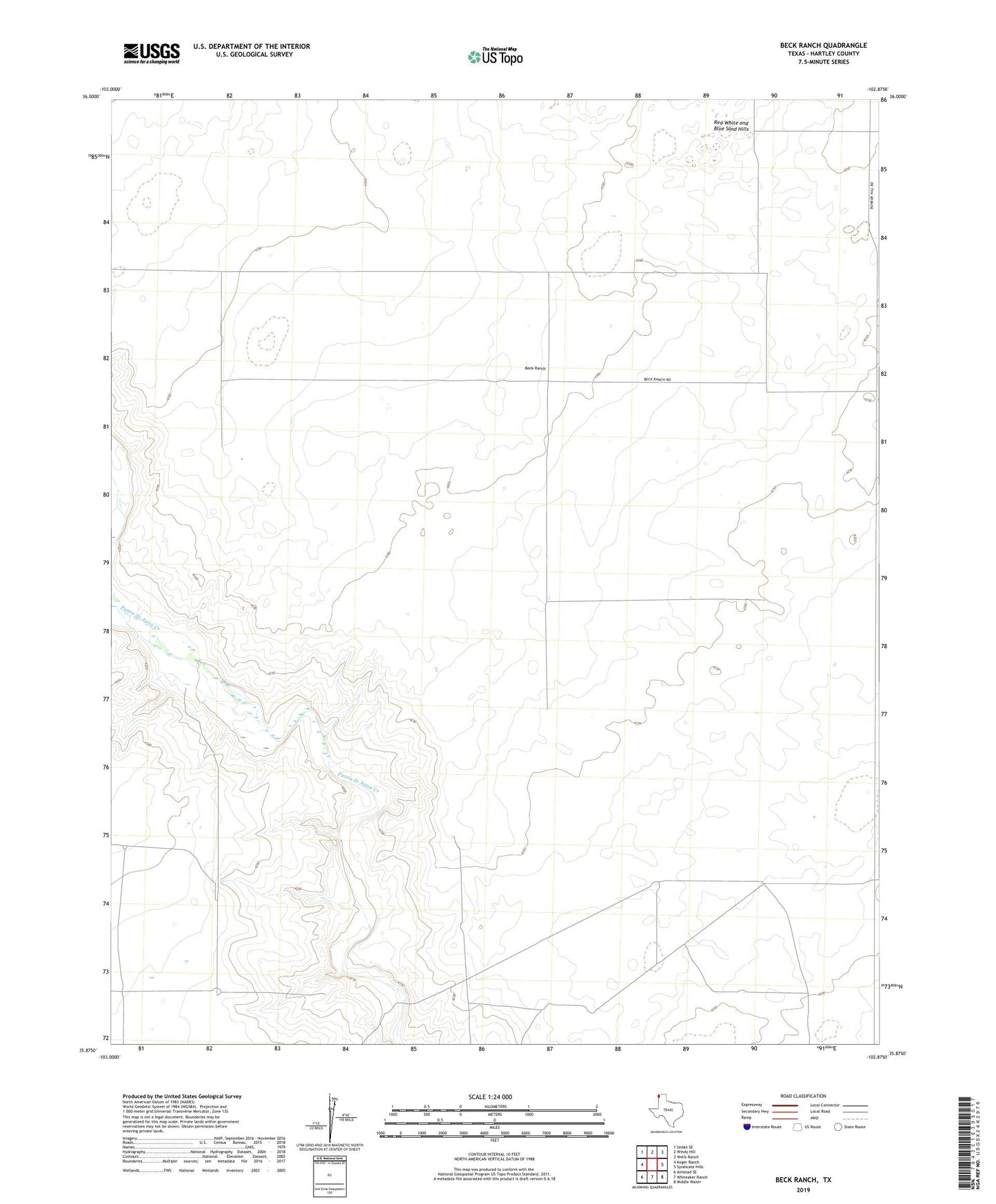 Beck Ranch Texas US Topo Map Image
